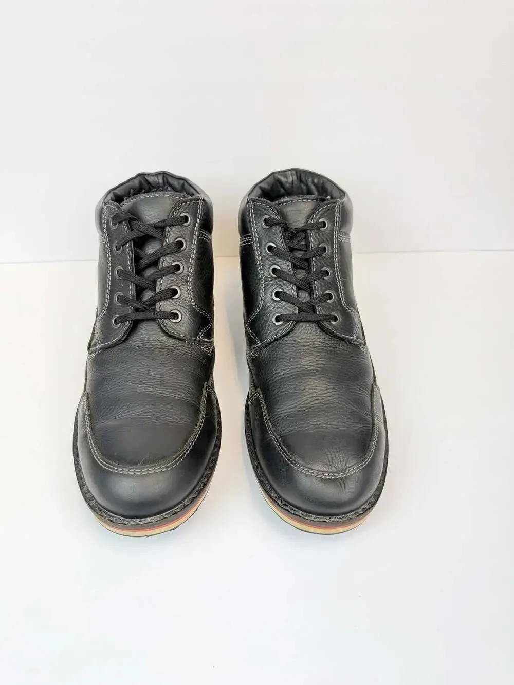 Sanita Leather Lace Up Moc Toe Ankle Boots Model 461981 Black US 12 EU 45